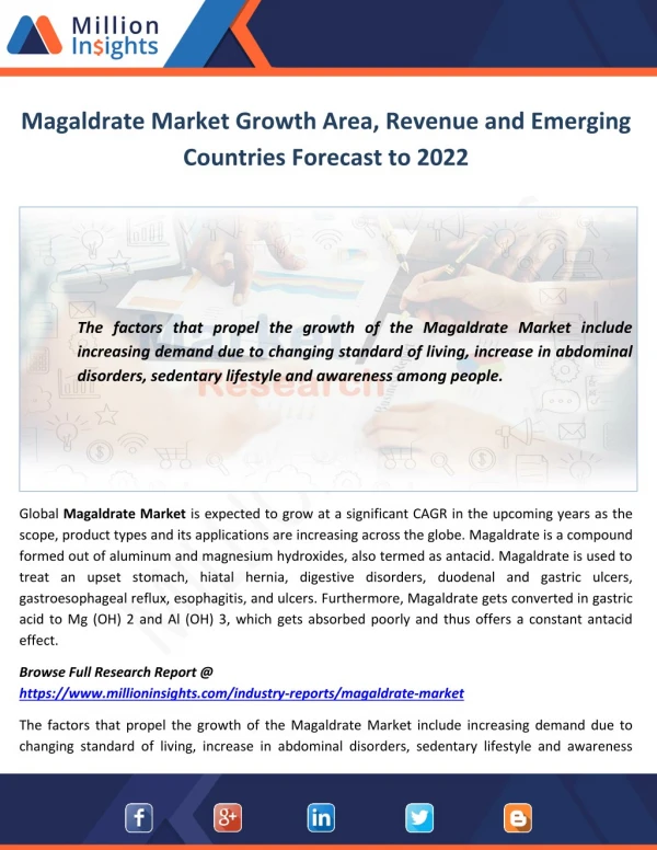 Magaldrate Market Growth Area, Revenue and Emerging Countries Forecast to 2022