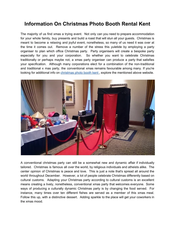 Information On Christmas Photo Booth Rental Kent