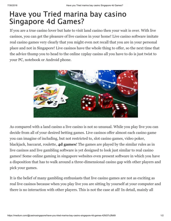 Have you experienced online casino in Singapore?