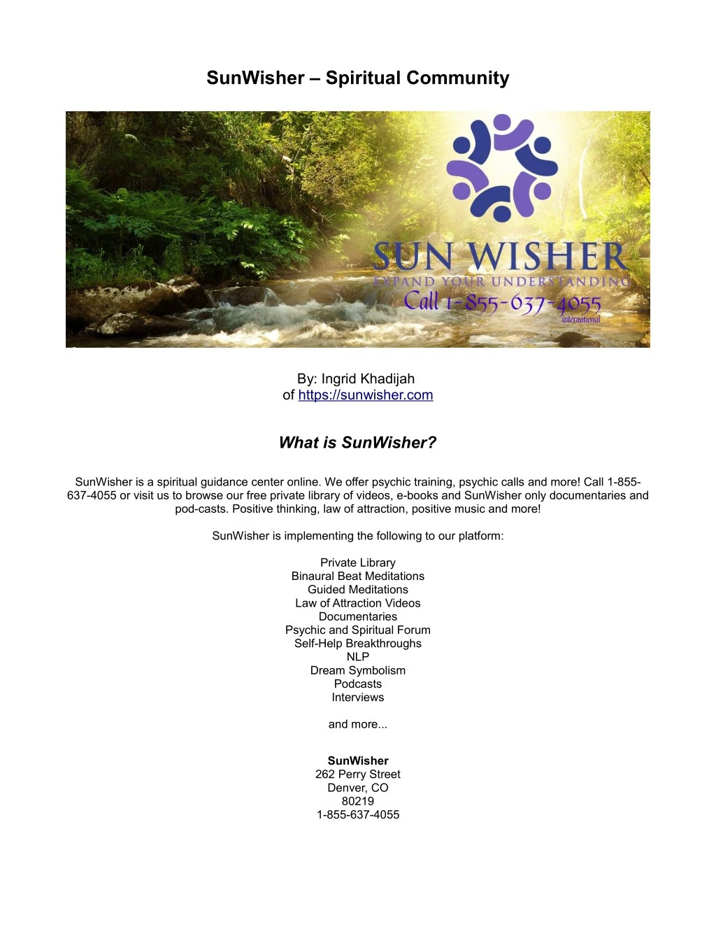 sunwisher spiritual community