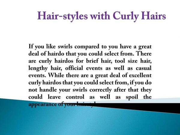 Hair-styles with Curly Hairs