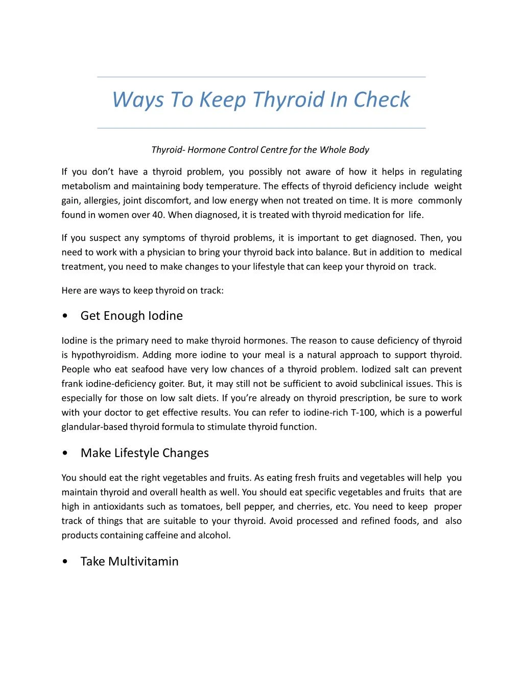 ways to keep thyroid in check