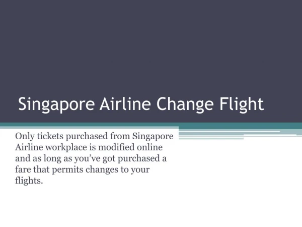 Singapore Airline Change Flight