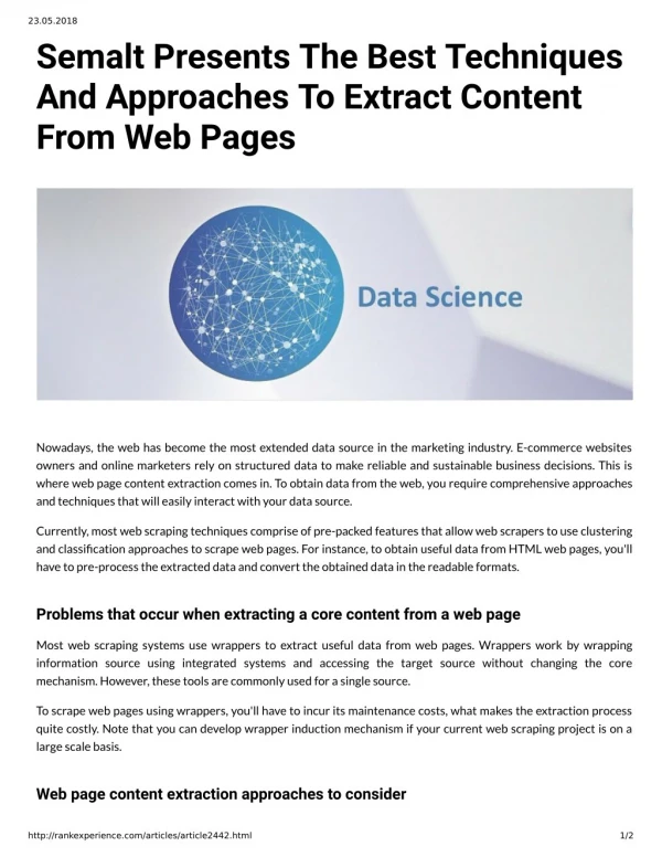 Semalt Presents The Best Techniques And Approaches To Extract Content From Web Pages