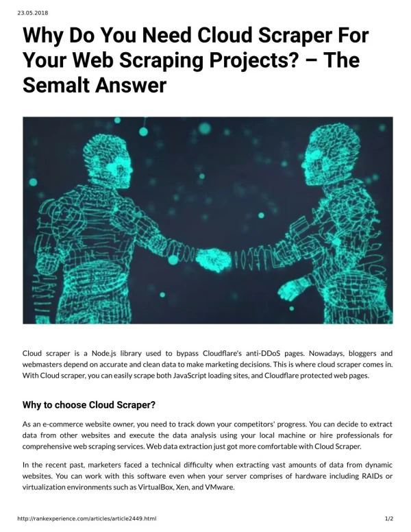 Why Do You Need Cloud Scraper For Your Web Scraping Projects? â€“ The Semalt Answer