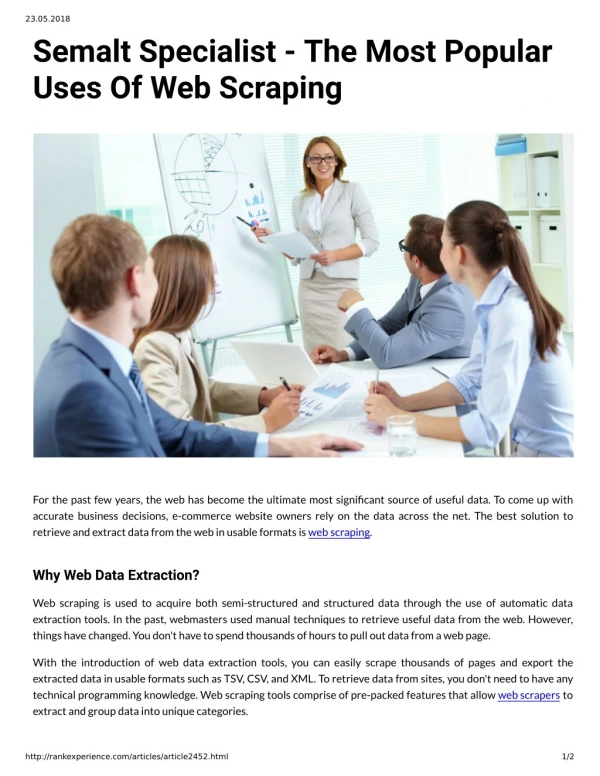 Semalt Specialist - The Most Popular Uses Of Web Scraping