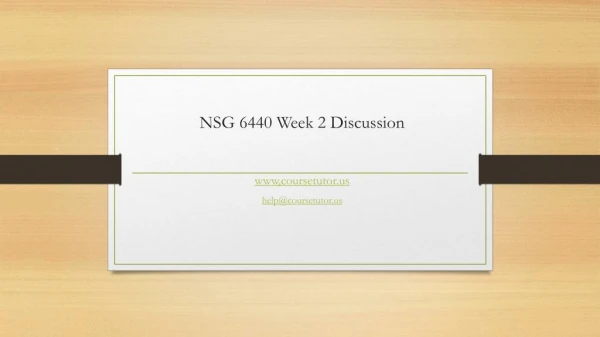 NSG 6440 Week 2 Discussion