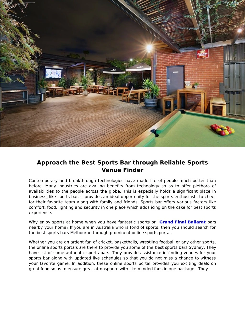 approach the best sports bar through reliable