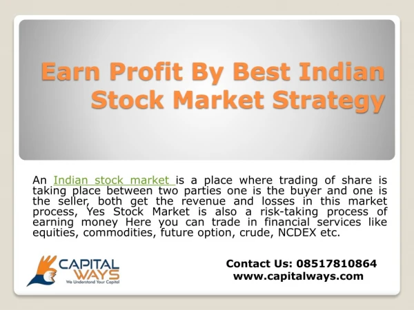 Earn Profit By Best Indian Stock Market Strategy