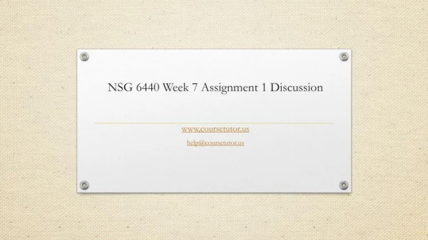 NSG 6440 Week 7 Assignment 1 Discussion