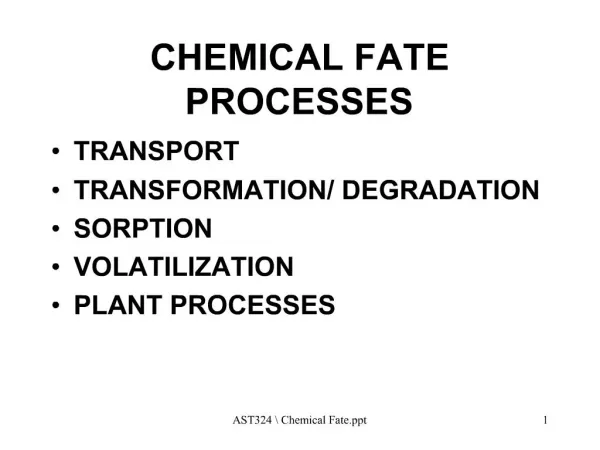 CHEMICAL FATE PROCESSES