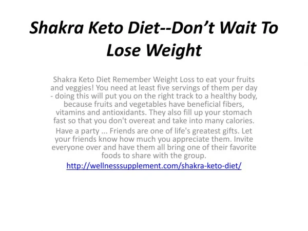 Shakra Keto Diet--Easy Way Fat To Fit