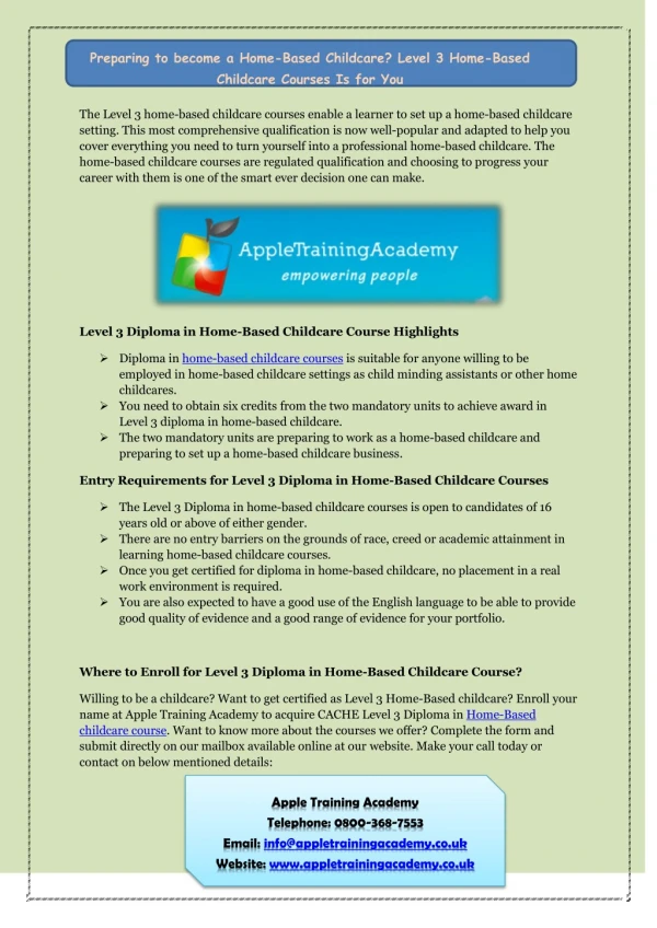 Why Choose Apple Training Academy for Child Care Short Courses?