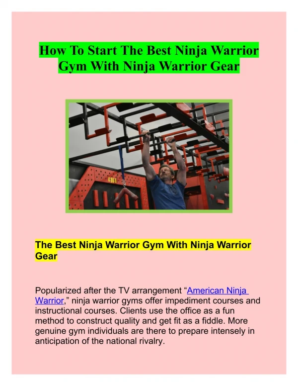 Ninja Warrior Gear - The Best Way To Start The Ninja Warrior Gym