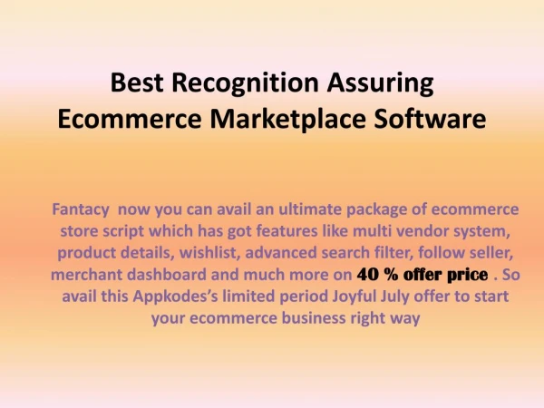 Best Recognition Assuring Ecommerce Marketplace Software