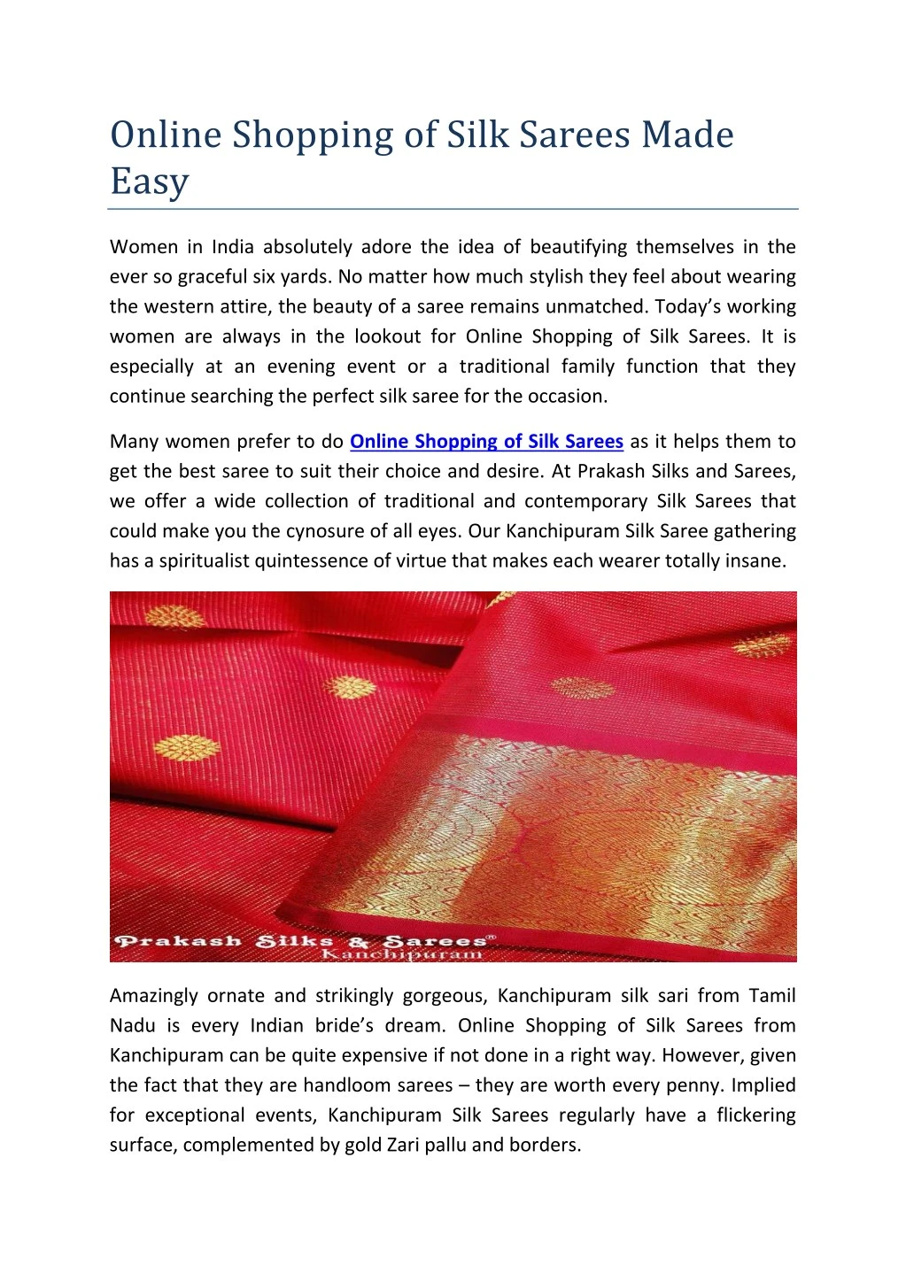 online shopping of silk sarees made easy