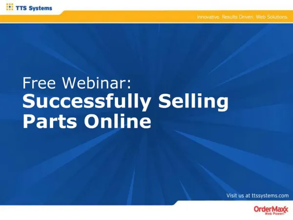 Free Webinar: Successfully Selling Parts Online