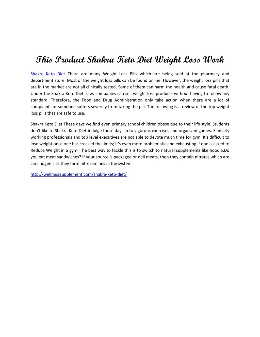 this product shakra keto diet weight loss work