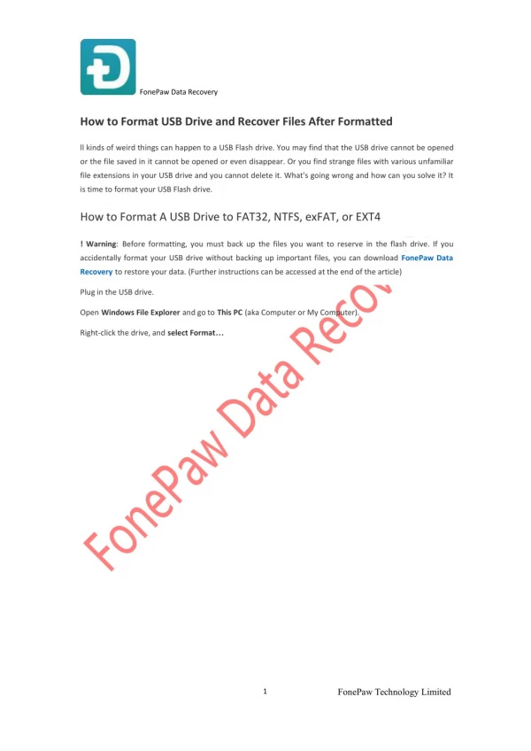 How to Format USB Drive and Recover Files After Formatted