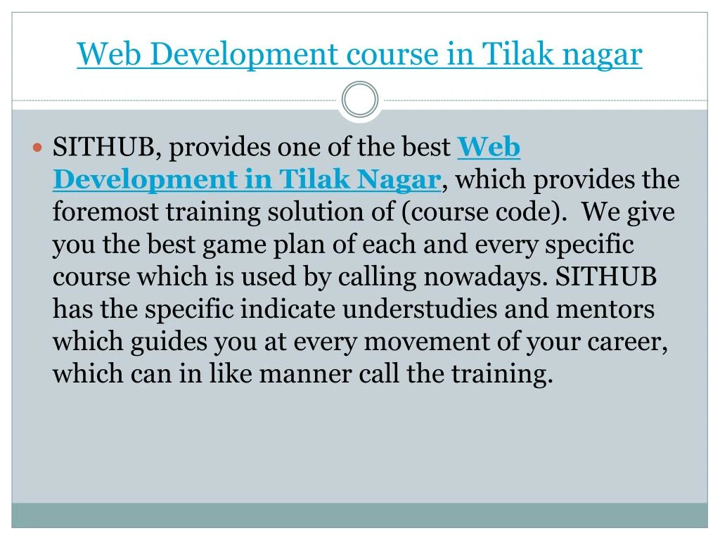 web development course in tilak nagar