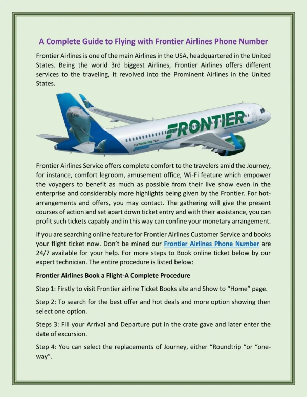 A Completely Guidance to Flying with Frontier Airline Customer Service