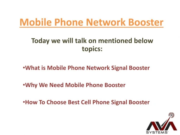 Mobile Phone Network Signal Booster