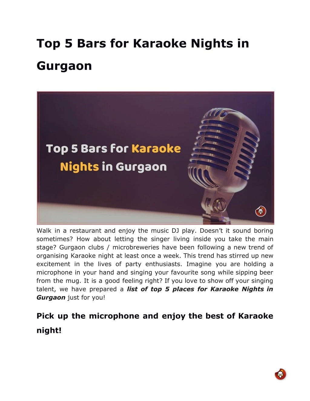 top 5 bars for karaoke nights in