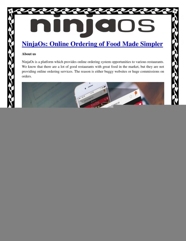 NinjaOs: Online Ordering of Food Made Simpler