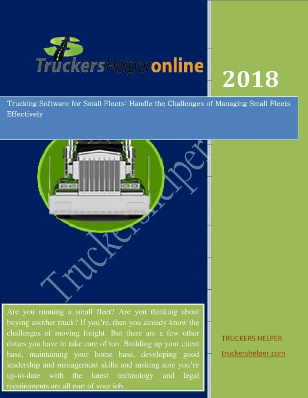 Trucking Software for Small Fleets â€“ Learn How to Make Easy Money