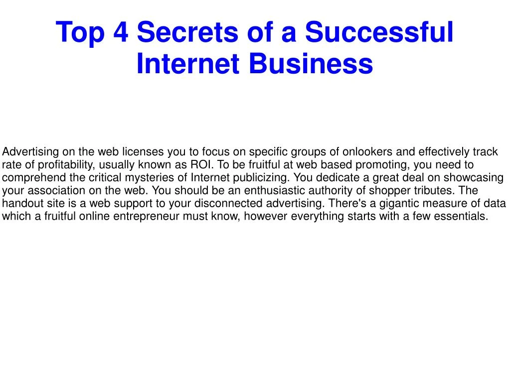 top 4 secrets of a successful internet business