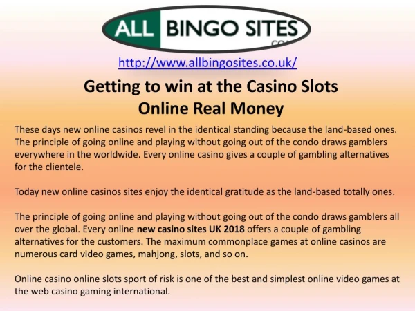 Getting to win at the Casino Slots Online Real Money