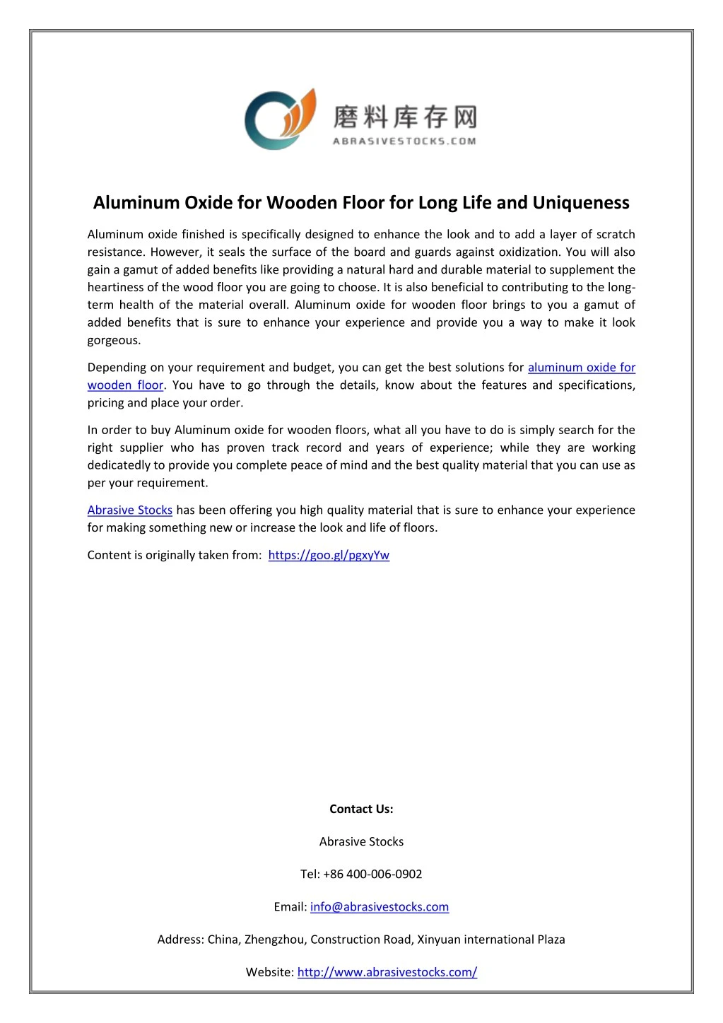 aluminum oxide for wooden floor for long life