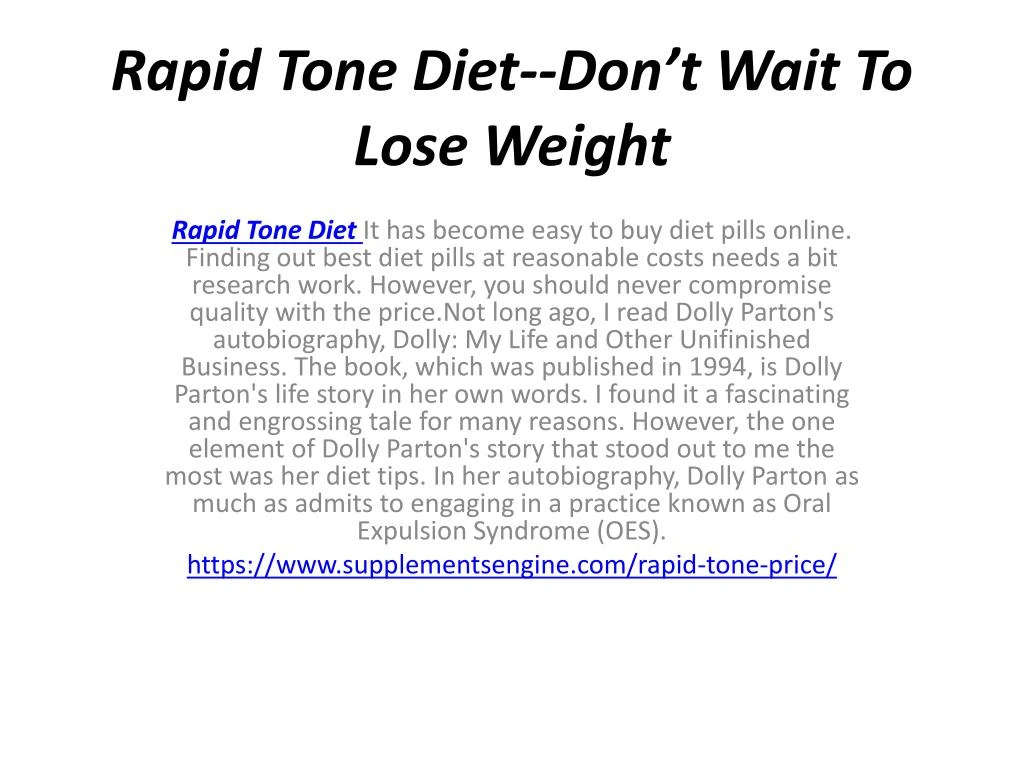 rapid tone diet don t wait to lose weight