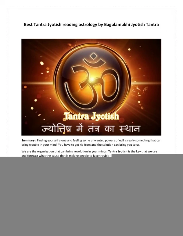 Best Tantra Jyotish reading astrology by Bagulamukhi Jyotish Tantra