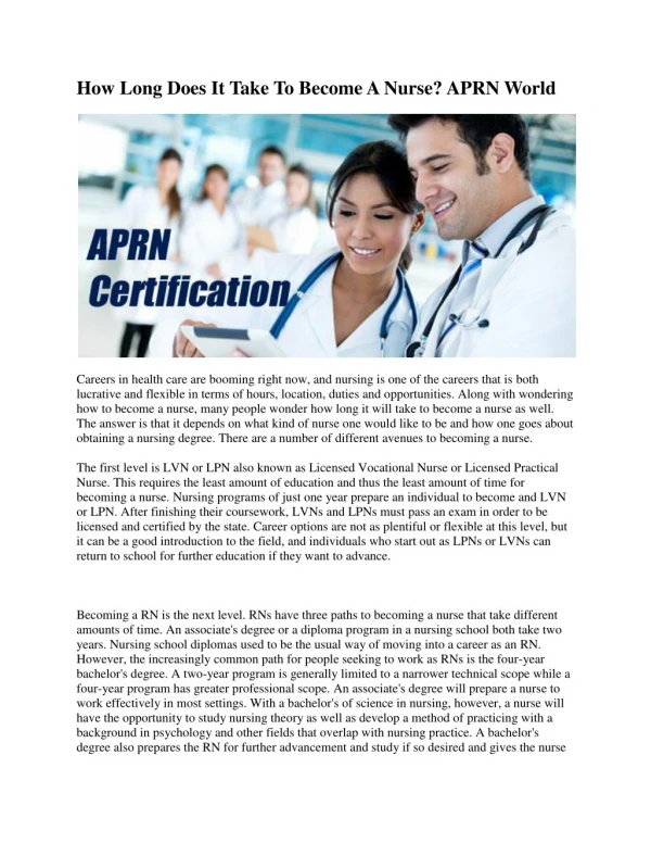 How Long Does It Take To Become A Nurse? APRN World