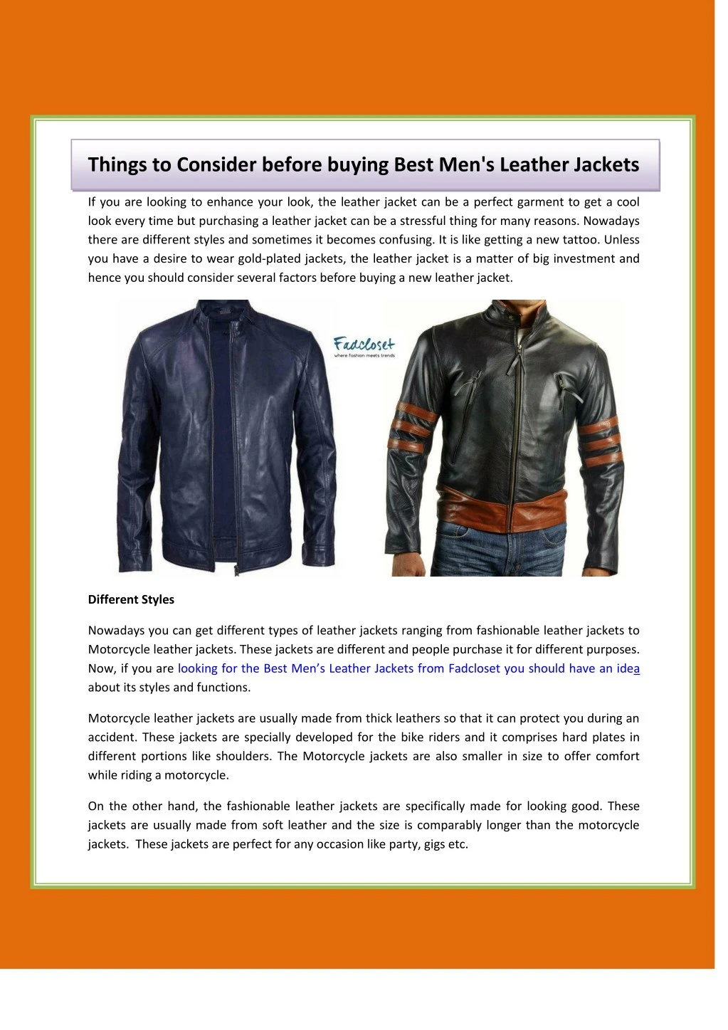 PPT - Things to Consider before buying Best Men's Leather Jackets  PowerPoint Presentation - ID:7956164