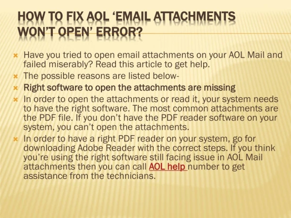 How to fix AOL â€˜email attachments wonâ€™t openâ€™ error?