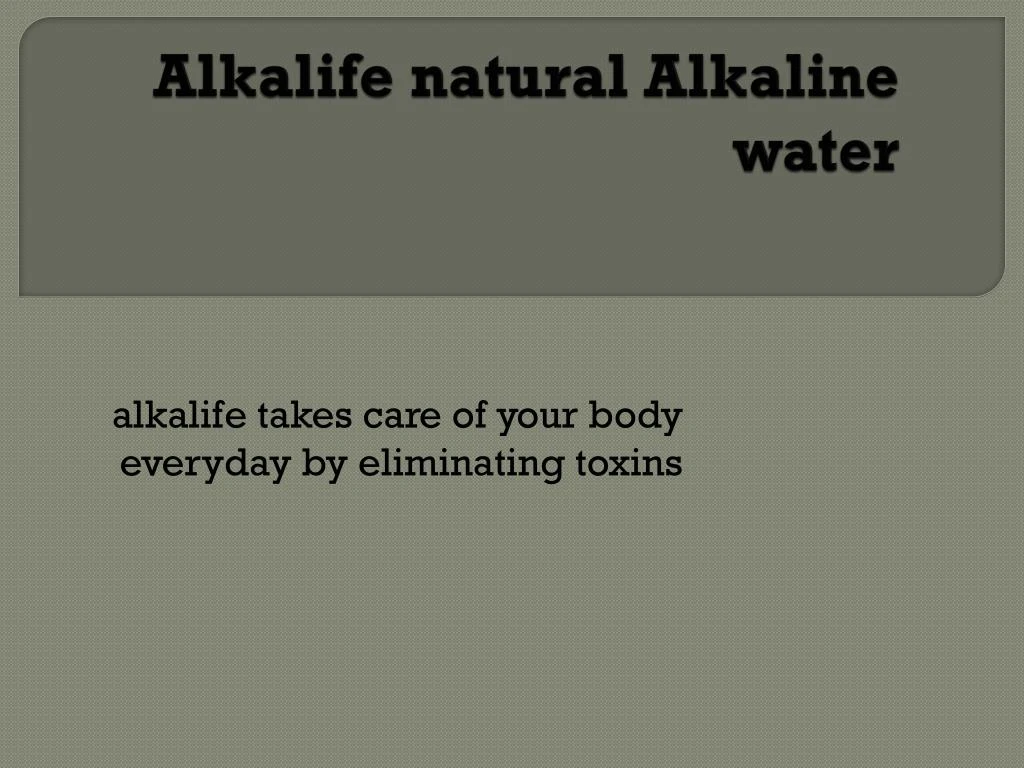 alkalife natural alkaline water