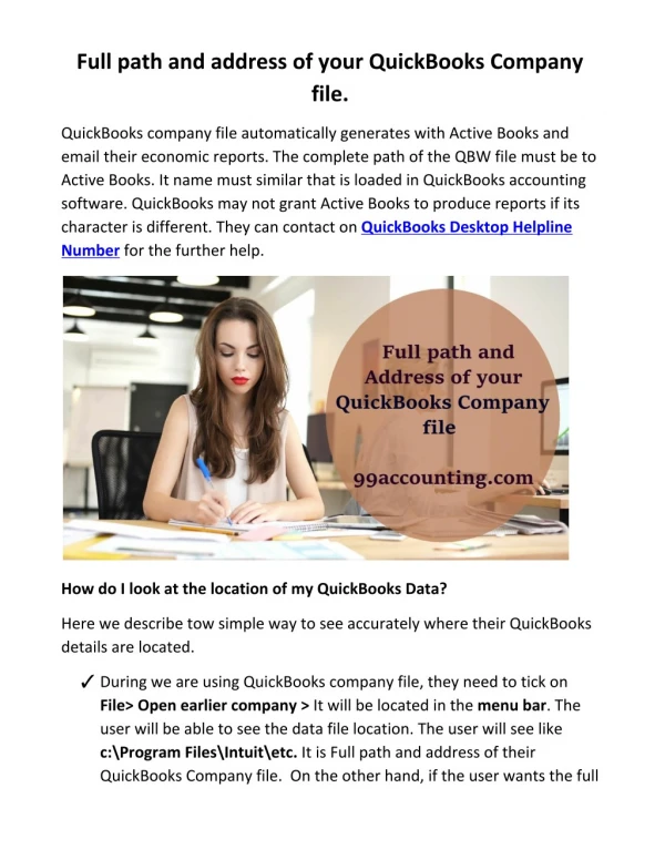Full path and address of your QuickBooks Company file.