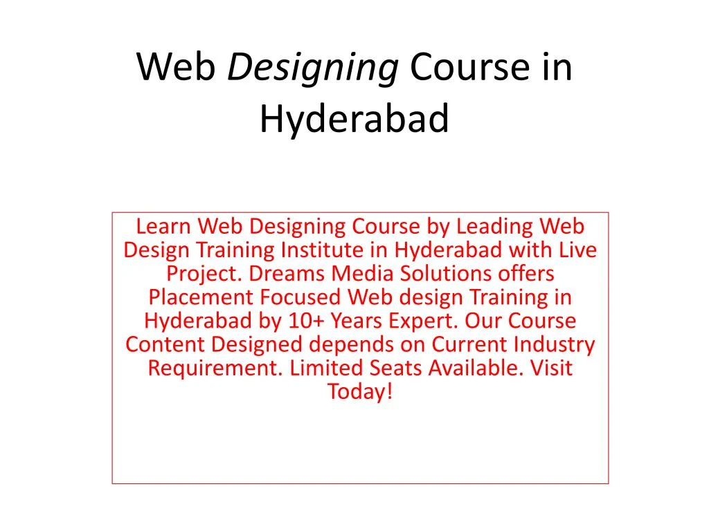 web designing course in hyderabad