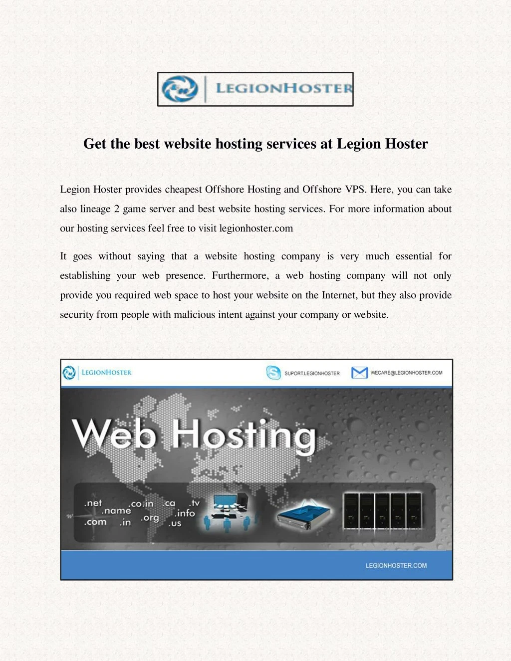 get the best website hosting services at legion