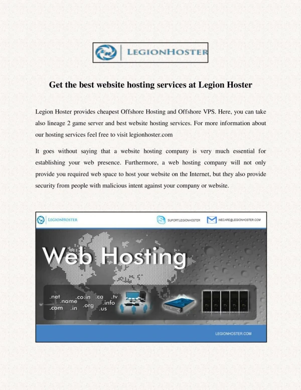 Best Website Hosting - Legion Hoster