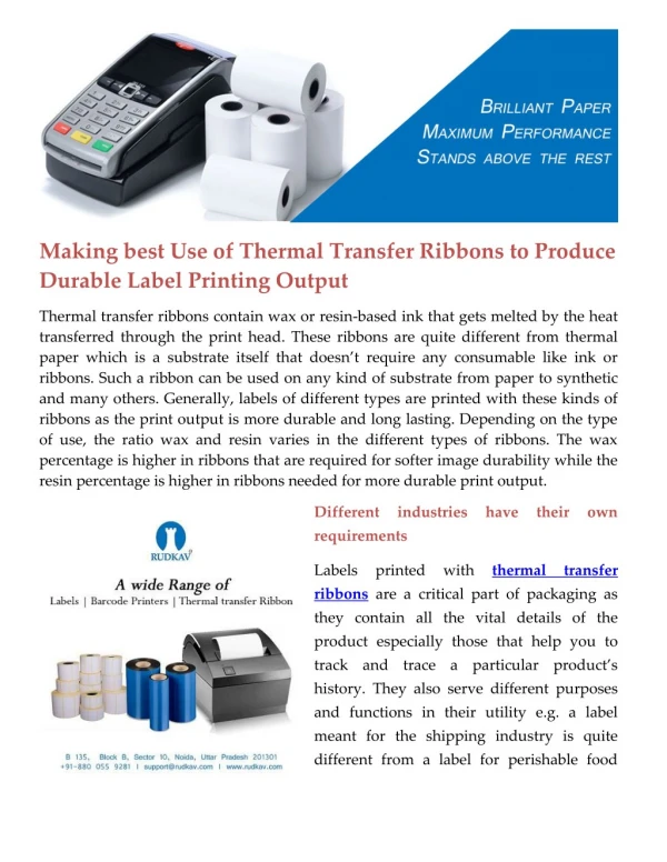 Making best Use of Thermal Transfer Ribbons to Produce Durable Label Printing Output