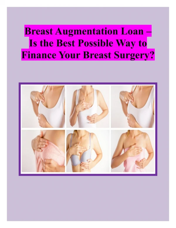 How to finance breast surgery - Breast Augmentation Loan