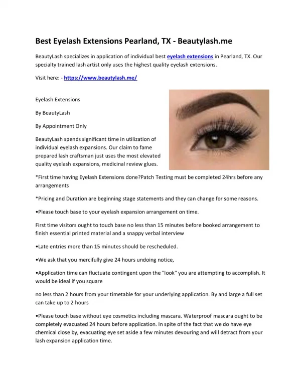 Best Eyelash Extensions Pearland, TX - Beautylash.me