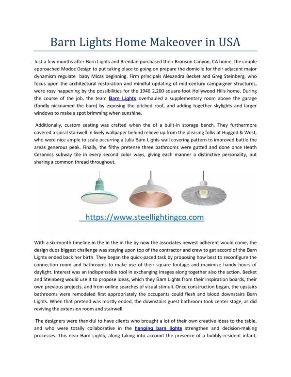 Barn Lights Home Makeover in USA | Steel Lighting Co