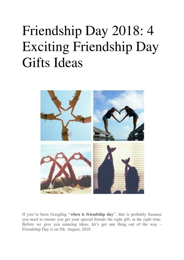 Friendship Day 2018: 4 Exciting Friendship Day Gifts Ideas