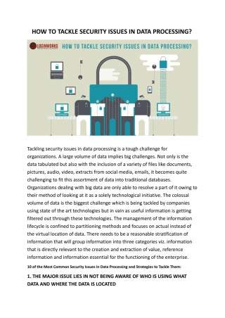 HOW TO TACKLE SECURITY ISSUES IN DATA PROCESSING? - slide 1
