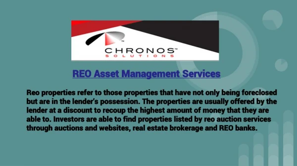 REO Asset Management Services in USA