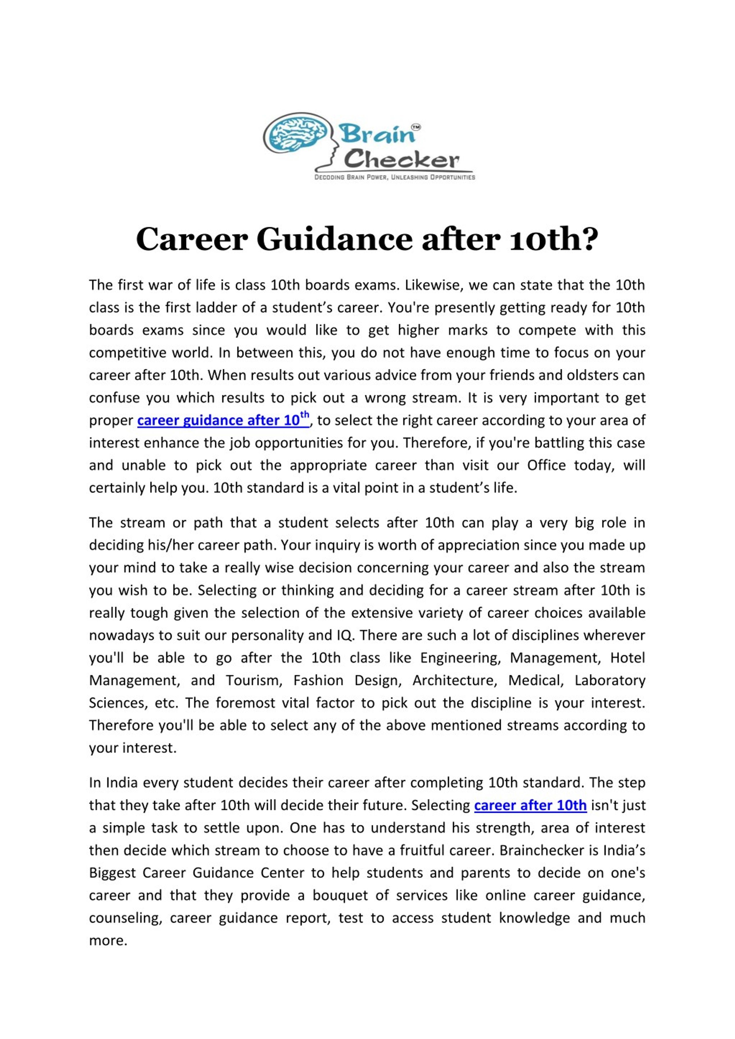 PPT - Career Guidance after 10th? PowerPoint Presentation, free ...